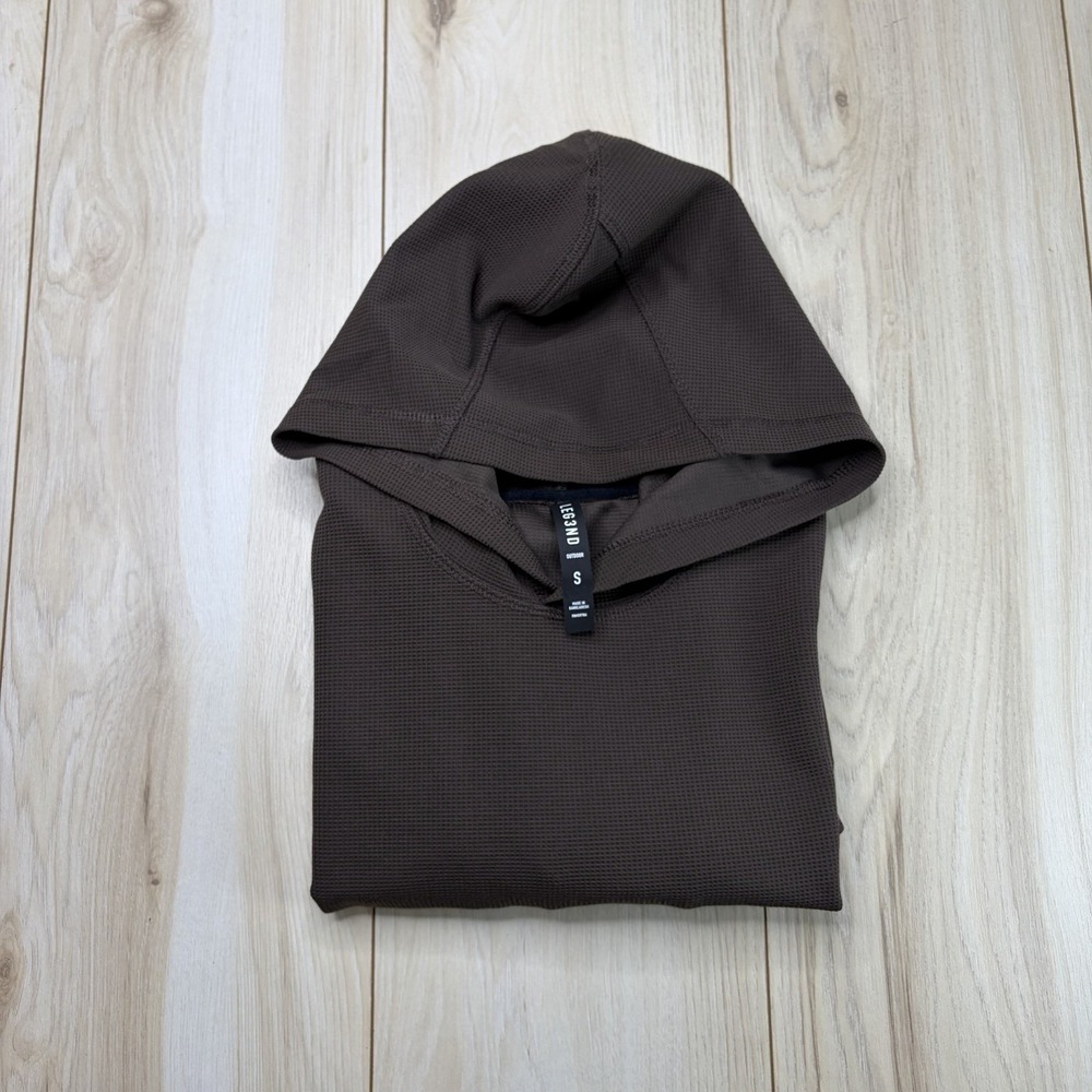 Legends Outdoor Men's Waffle Knit Pullover Hoodie Brown Size Small Stretch